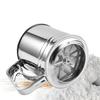 Flour Sieve Stainless Steel Flour Sifter Hand Cranking Flour Sifter Double Layers Powder Sugar Shaker with Hand Press Design