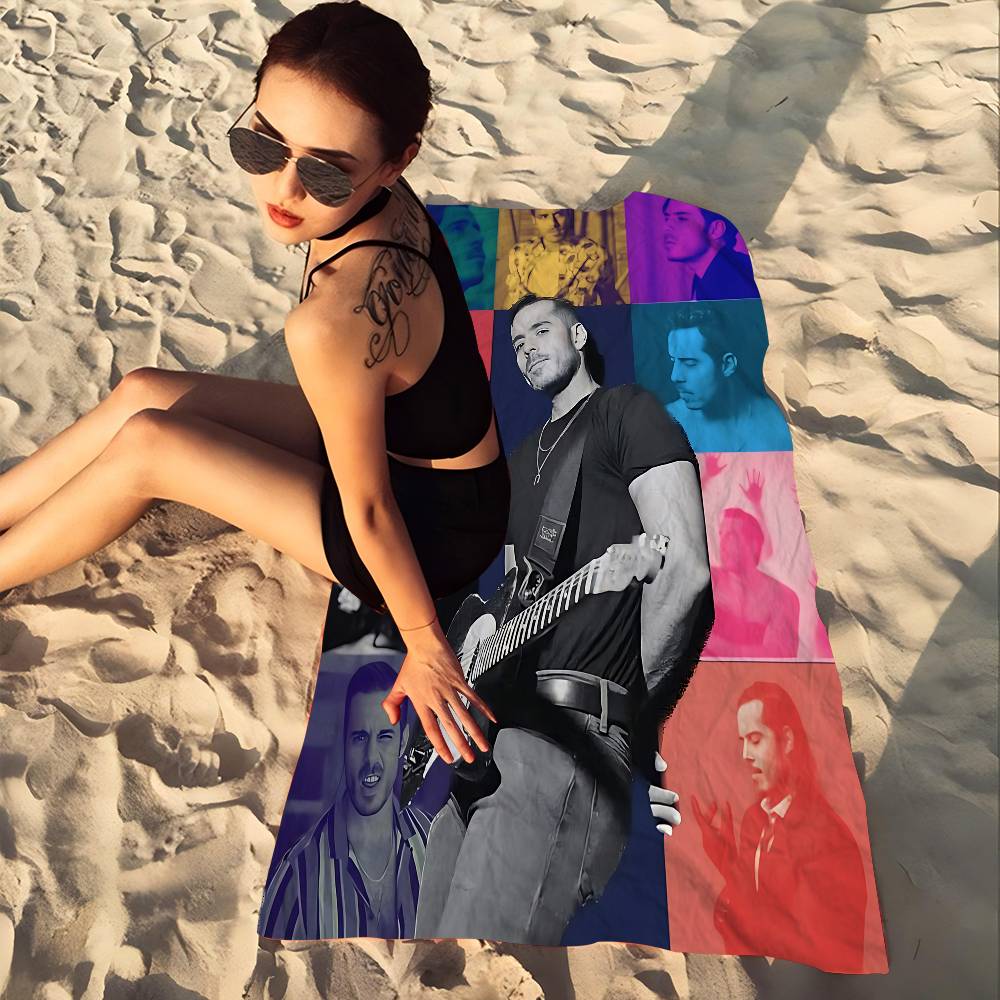 J-Jose Madero Singer Microfiber Printed Beach Towel Mountain Climbing Yoga Beach Swimming Running Absorbent Soft Towel