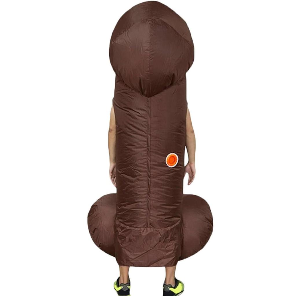 Забавный и необычный надувной костюм пениса для взрослых, коричневый