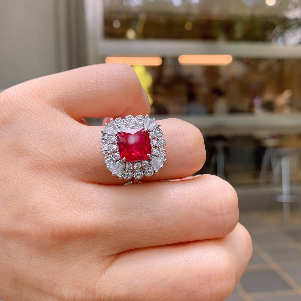 Ювелирные изделия Мода Цвет Сокровище Параиба Кольцо Гальваническое Моделирование Простое Циркон Кольцо Женское