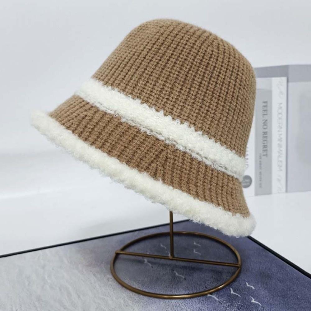 Breathable Knitted Bucket Hat Temperament Sun Protection Cap Visor Cap Sunshade Basin Cap  Women