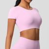 Double Sided Brushed Chest Cushion Tight Short Sleeved Yoga Suit Pilates Running Sports T-shirt Top For Women
