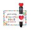Valentine's Day Pen Card Gift Set Multicolor Ballpoint Pen with Heart Message Cards Retractable Colorful Pen for Students Classmates Office Exchange