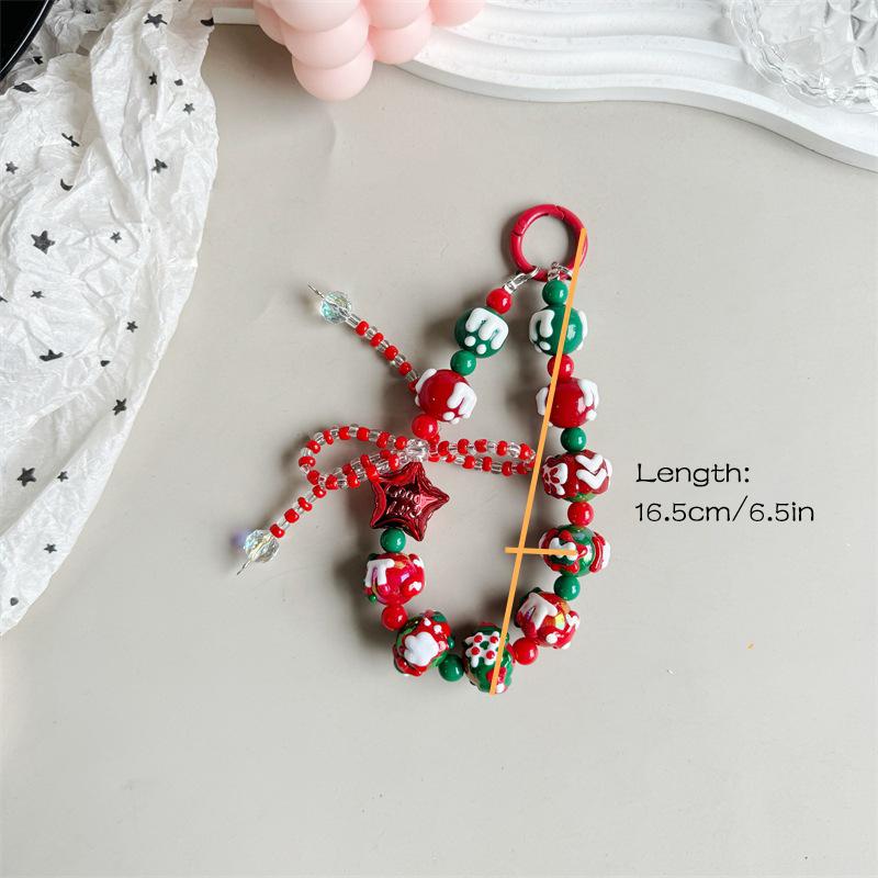 Мультяшный рождественский телефонный шнурок рождественская бисерная цепочка мобильный телефон цепочка кулон анти-потерянный браслет мобильный телефон ремешок брелок