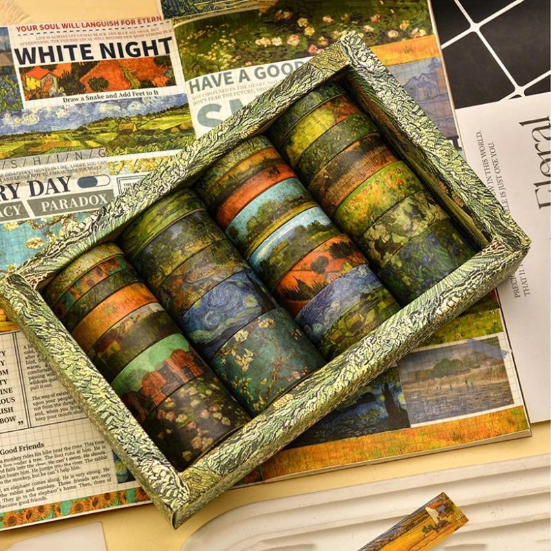 25 рулонов клейкой ленты Van Gogh Washi Tapes Journaling Supplies Washi Tape Oil Painting Diary Cinta Adhesiva Decorativa Scrapbooking Washitape