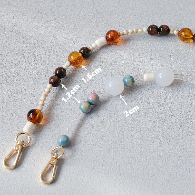 Новая модная женская сумка, аксессуар, съемные янтарные цепочки из бисера, синий акриловый роскошный ремешок, женская сумка, цепочка с ручкой на плечо