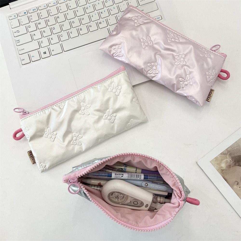 PU Leather Pen Bag Quilted Cosmetic Bag Cute Pen Pouch  Girls Gift