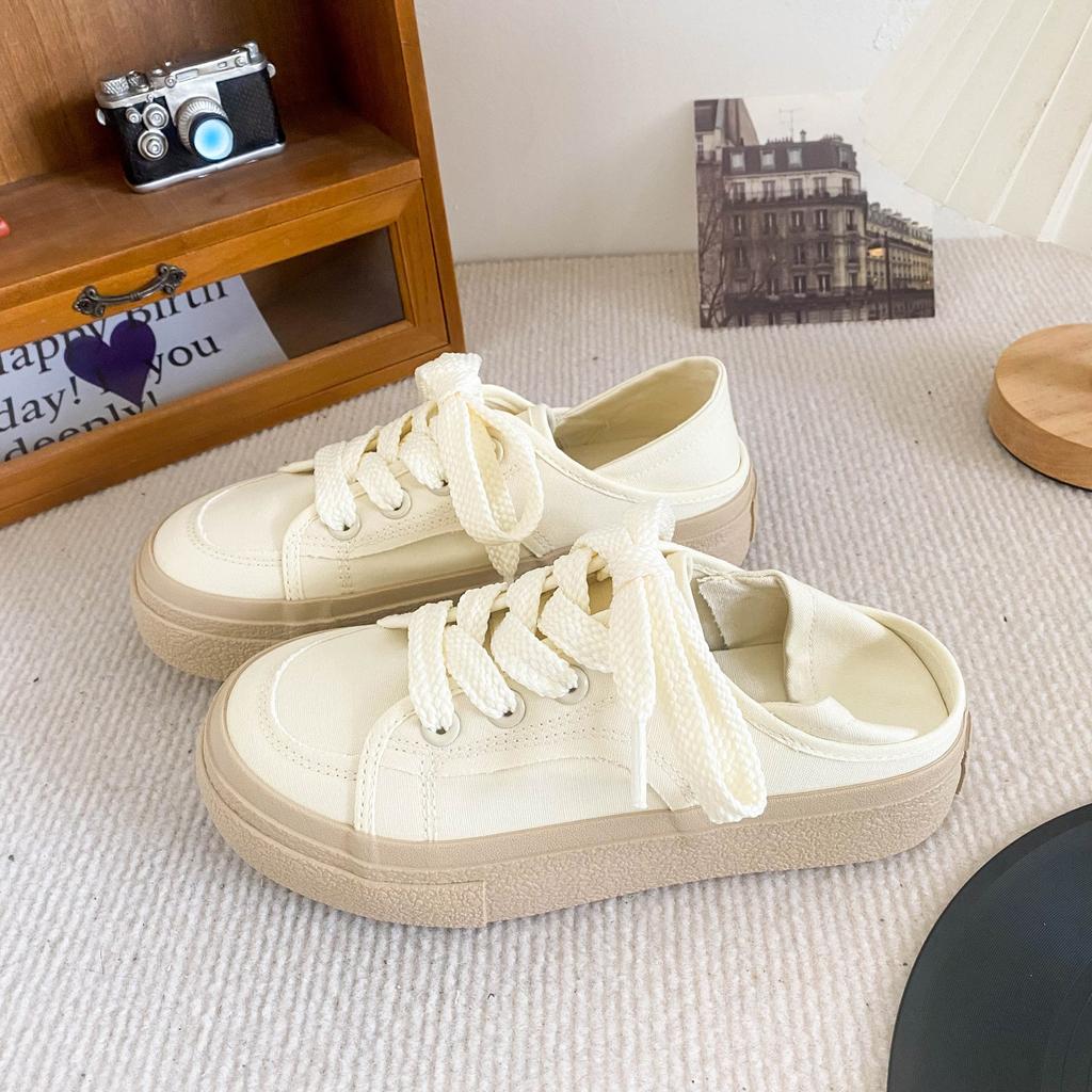 TP203 популярные двухслойные парусиновые туфли женские летние популярные ленивые туфли с одной педалью для доски ниша универсальные белые туфли