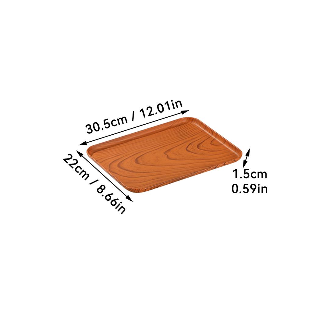 Прямоугольный поднос из пластика с текстурой под дерево, многоразовый сервировочный поднос, тарелка для фруктов, закусок, десертов, посуда, кухонная утварь