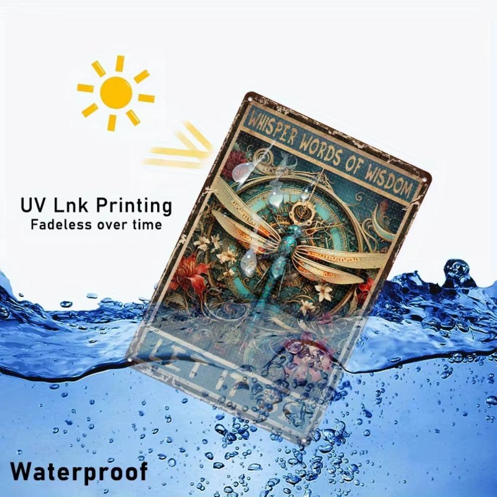 Живопись по железу, Металлическая жестяная табличка Декор стены Стрекоза Забавная шепчет Слова мудрости Пусть будет Стрекоза Металлическая табличка