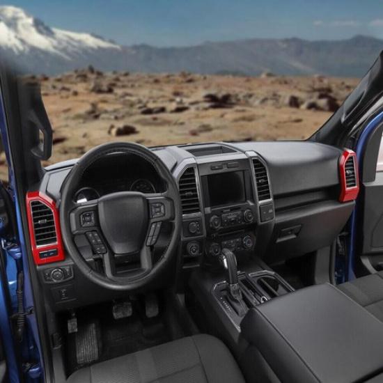 For 15-20 Ford F150 ABS Red Interior Dash Side Air Vent Outlet Cover Trim Frame