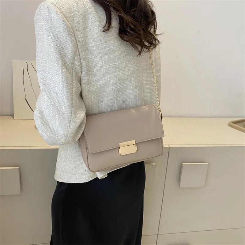 Small Square Crossbody Bag for Women Monochromatic Simple Chain of Fashion Versatile Bag