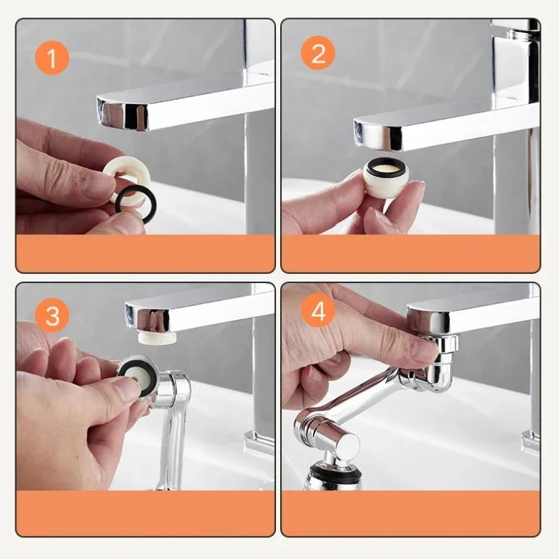 1080° Universal Rotation Faucet Dual Mode Sprayer Head Washbasin Kitchen Robot Arm Extension Faucets Aerator Bathroom Accessory