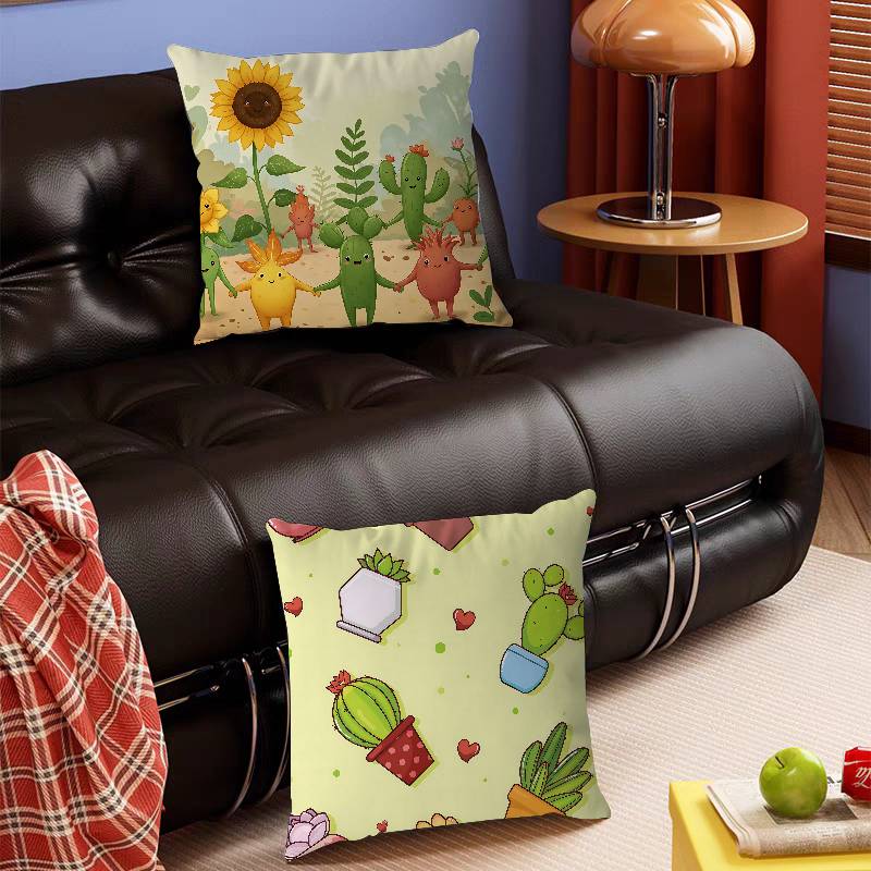 Cute Cartoon Succulent Pillow Gifts Home Office Furnishings Bedroom Sofa Car Cushion Cover Case 45x45cm