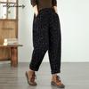 Korean Fashion Autumn Winter Women Jeans Plus Size Colorful Polka Dot Print Casual Loose Harem Pants Fleece Thick Warm Denim Trousers