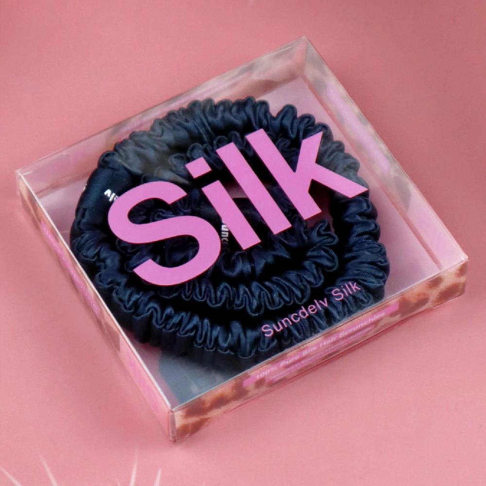 2PCS 100% Silk Hair Scrunchies For Women Girls High Quality Hair Ties HairBands Silk Suitable for Valentine's Day 22Momme Silk Hair Accessoires