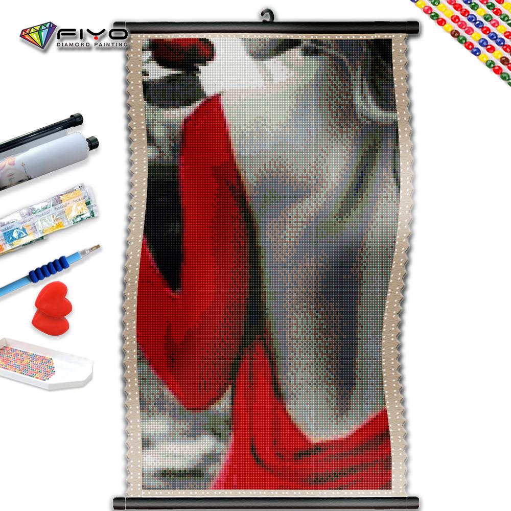 5D DIY Рамка Алмазная картина Сексуальная женщина Вышивка Красная роза Полный квадратный мозаичный цветок Картина из горного хрусталя Домашний декор