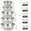 5pcs/Set Stainless Steel Mixing Bowls Cooking Bowl With Scale Household Kitchen Cooking Basin Washing Bowl