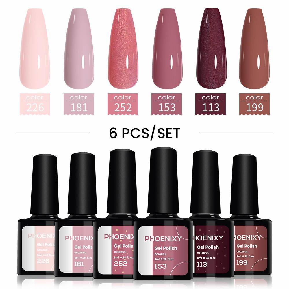 PHOENIXY 6/10/12/13/18/20 шт., набор цветных гель-лаков для ногтей, набор гелей для замачивания с чистым цветом для дизайна ногтей, стартовый набор для начинающих, сделай сам дома