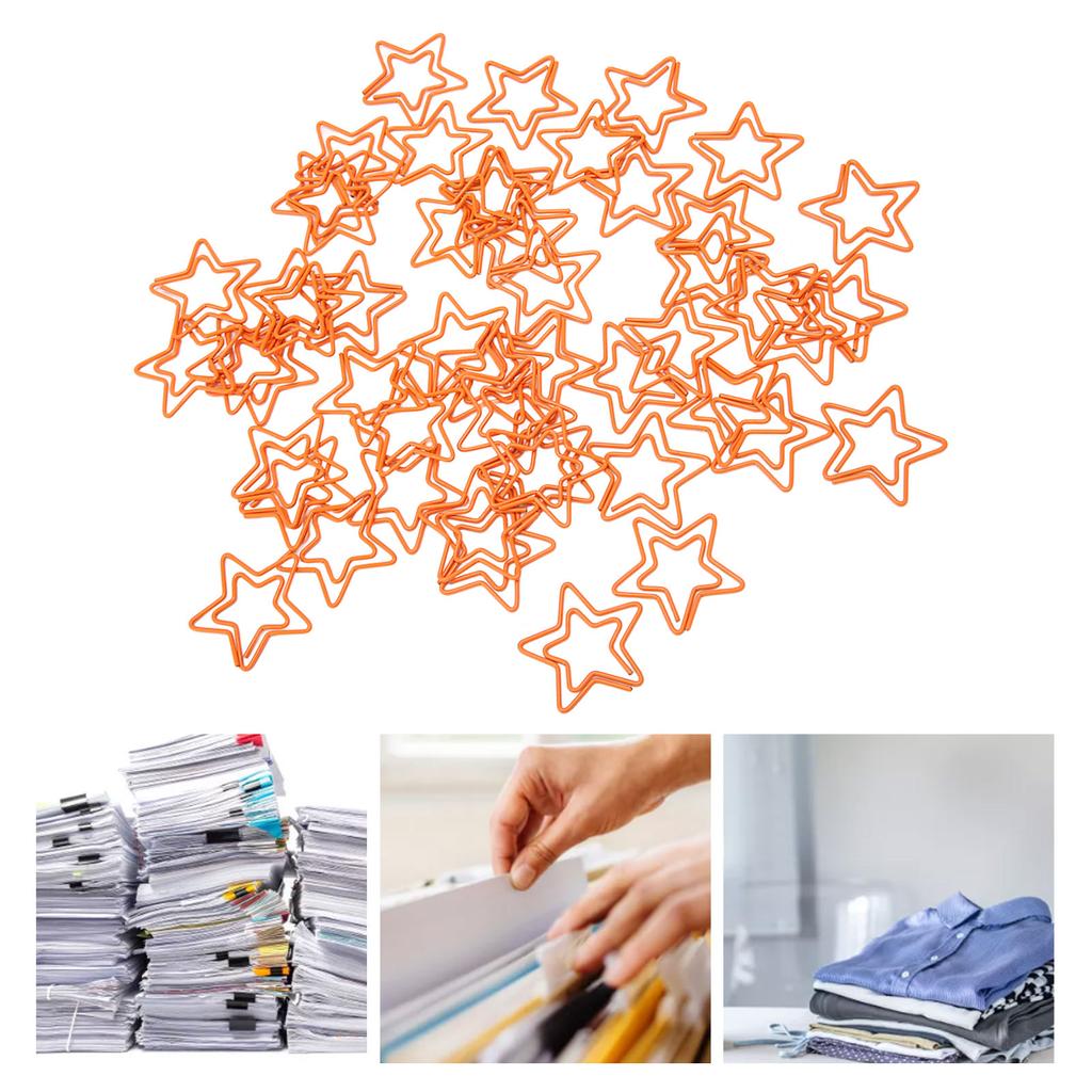 50Pcs Fancy Paperclips 5 Pointed Star Style Metal Widely Applicable Cute Paper Clips for Off