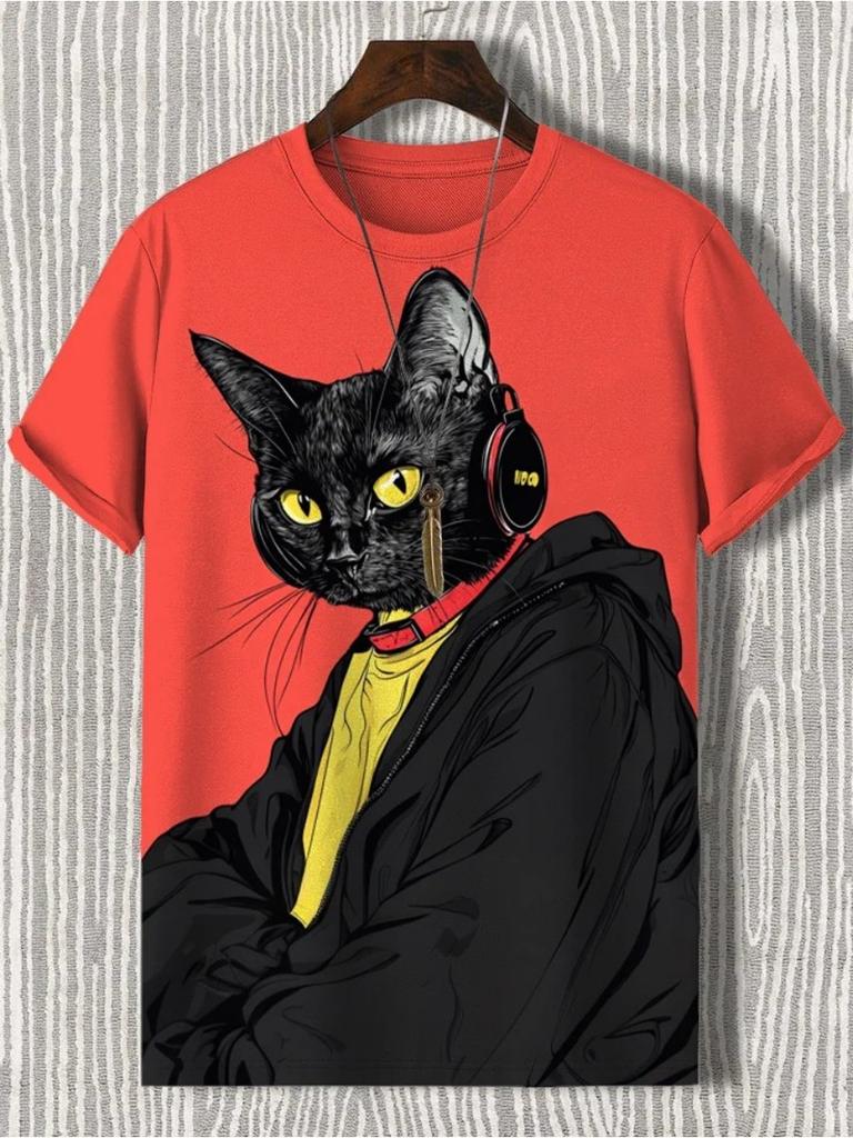 Мужская футболка с забавным принтом животных, футболки с короткими рукавами, топы с 3D-принтом, рубашки с круглым вырезом, летняя повседневная мужская одежда для вечеринок