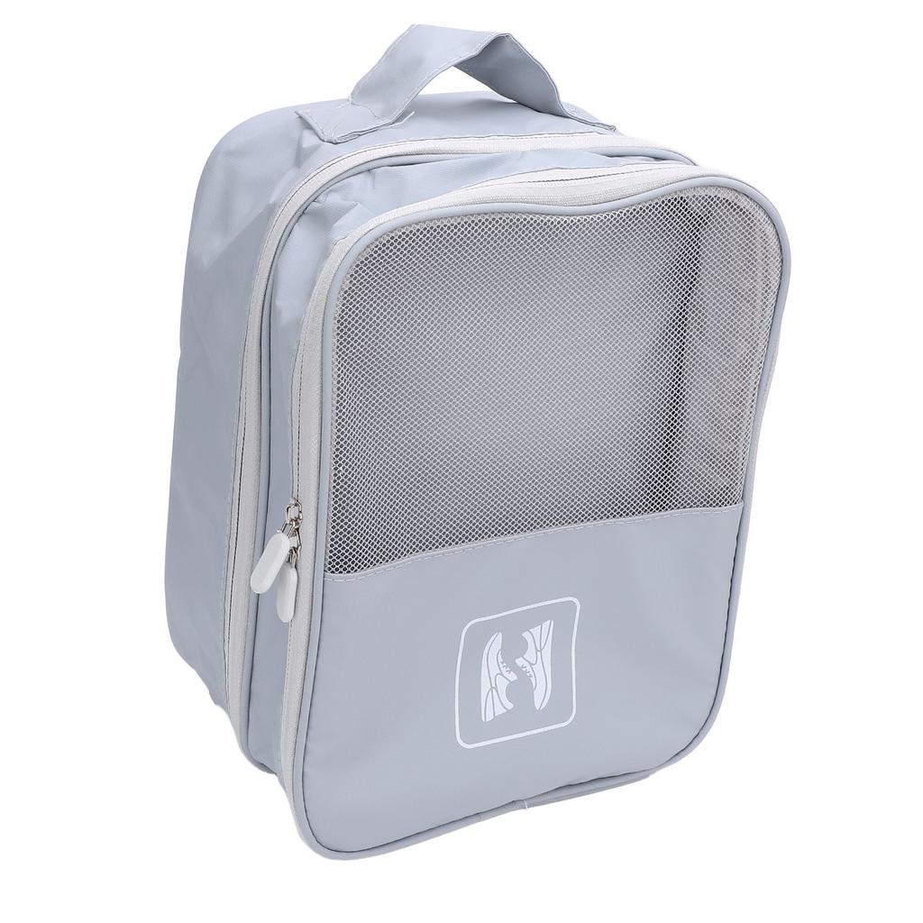 Gray Travel Shoe Bag 3 Layers Holds 3 Pairs of Shoes Dust Resistant Portable Organizer for Suitcase Shoe Storage