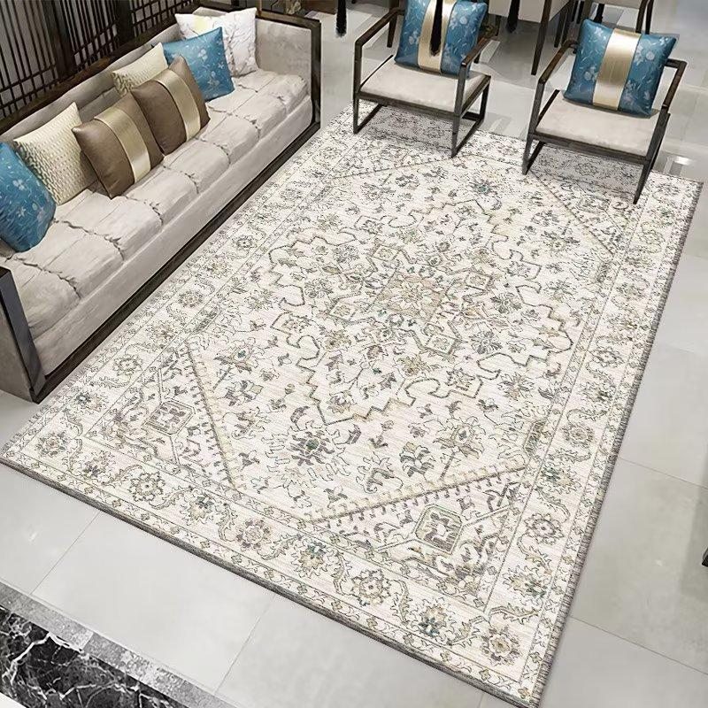 Национальный стиль Имитация кашемира Стираный ковер с подкладкой Ретро Гостиная Плюшевый ковер Диван Журнальный столик Коврик для пола в спальне