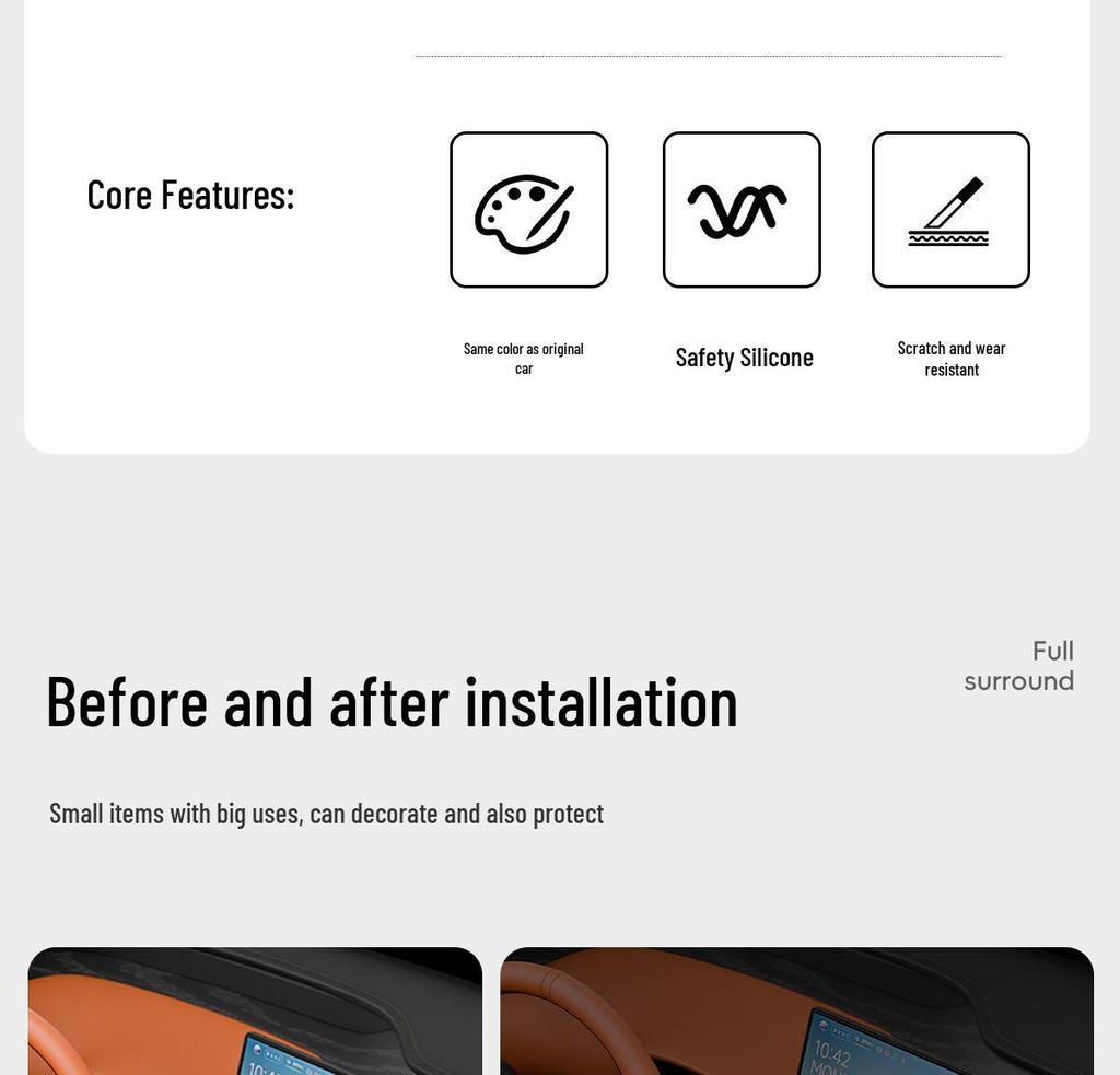Противоскользящий коврик для консоли и подстаканников для Xiaomi YU7 - Улучшение и защита интерьера