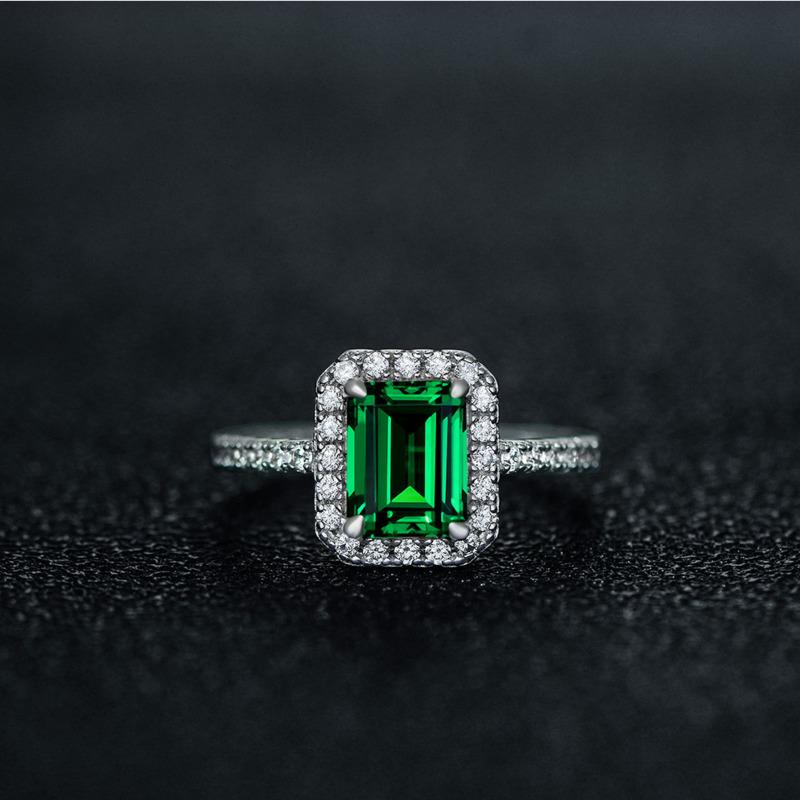 Gica Gema 925 Sterling Silver Simulation Emerald Vintage Wedding Rings For Women Top Quality Spaerking Diamond Party Jewelry Gifts