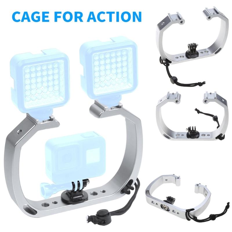 Diving Underwater Aluminum Selfie Monopod Mount Double-Arm Tray Handheld For  Action Camera Holder Bracket
