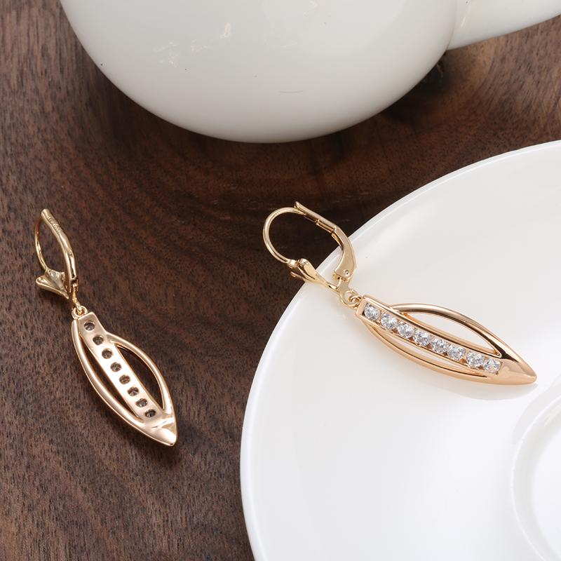 Модные серьги-кисточки из натурального циркона для женщин, изящные серьги-подвески длинные из розового золота, модная бижутерия