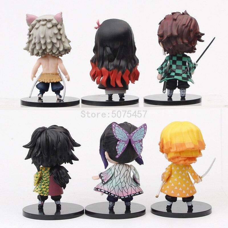 6pcs /Set Kimetsu No Yaiba Anime Figure Kamado Tanjirou Agatsuma Zenitsu Action Figure Demon Slayer Kamado Nezuko Figurine Model