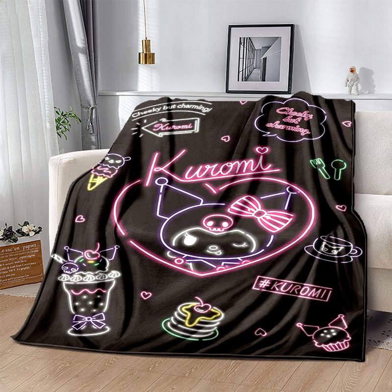 1pc Kuromi's Sweet Adventure Blanket Soft Warm Bedding Throw for Room Decor, Living Room, Travel, Camping, Car Blankets, Beach, Office Naps, Gift Home