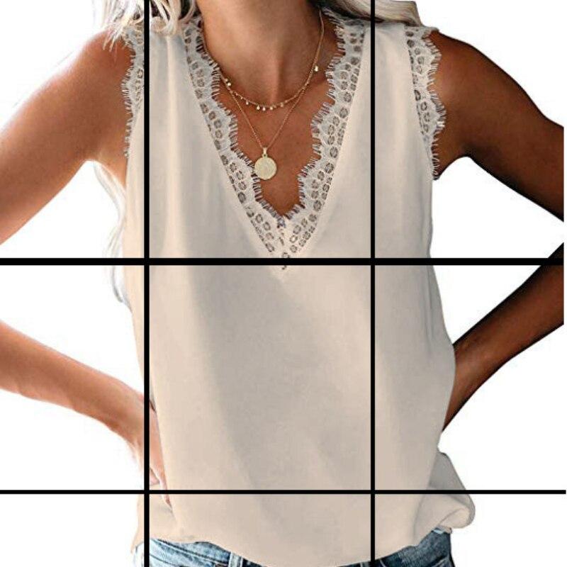 Сексуальный шифоновый жилет без рукавов 2023, летний однотонный модный кружевной топ с v-образным вырезом, женский топ на бретелях, повседневная свободная одежда Blusas 24706