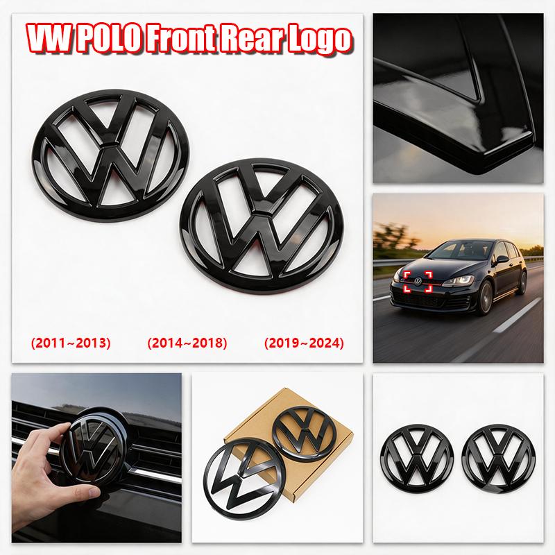 2pcs ABS Car Front Grill Emblem Rear Trunk Badge Logo for Volkswagen VW Polo 2011-2013 2014-2018 2019-2024 Scirocco Quality Kit