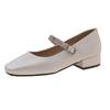 Xiaoxiangfeng Square Head Gentle Single Shoes Women's 2025 Autumn New Rhinestone Word with Shallow Thick Heel Mary Jane Shoes Women