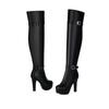Women Platform Boots 2025 Long Heels Thigh High Boots Over the Knee Sung Fit Shoes Size 43 Black White Footwear