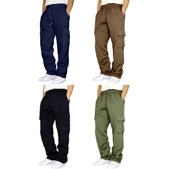 Мужские брюки-карго на шнурке с эластичной резинкой на талии, свободные, с несколькими карманами, однотонные, мягкие, дышащие, повседневные, спортивные, уличная одежда, длинные рабочие брюки в стиле хип-хоп