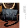 Vintage Black Leather Messenger Bag Classic Crossbody Bag for Men