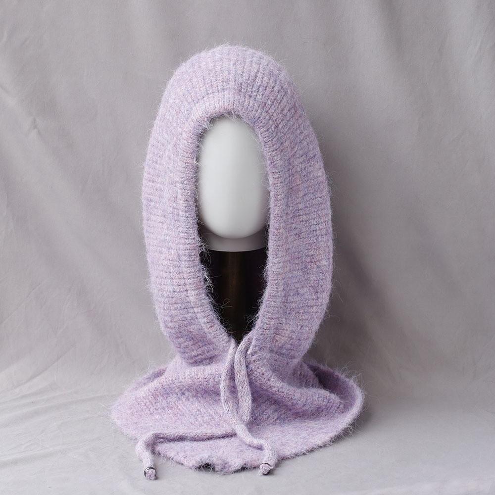 Ear Protection Winter Balaclava Hat Trendy Style Solid Color Beanie Cute Knit Hood Outdoor Travel