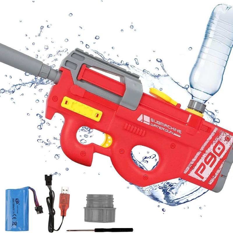 Высокая скорострельность Мощный водяной пистолет P90 с дальностью стрельбы 33 фута, емкостью 450 куб.см