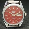 ЯПОНИЯ SEIKO 5 АВТОМАТИЧЕСКИЕ МУЖСКИЕ 6309A ВОССТАНОВЛЕННЫЕ ЧАСЫ С ЦИФЕРБЛАТОМ КРАСНОГО ЦВЕТА a440302-4