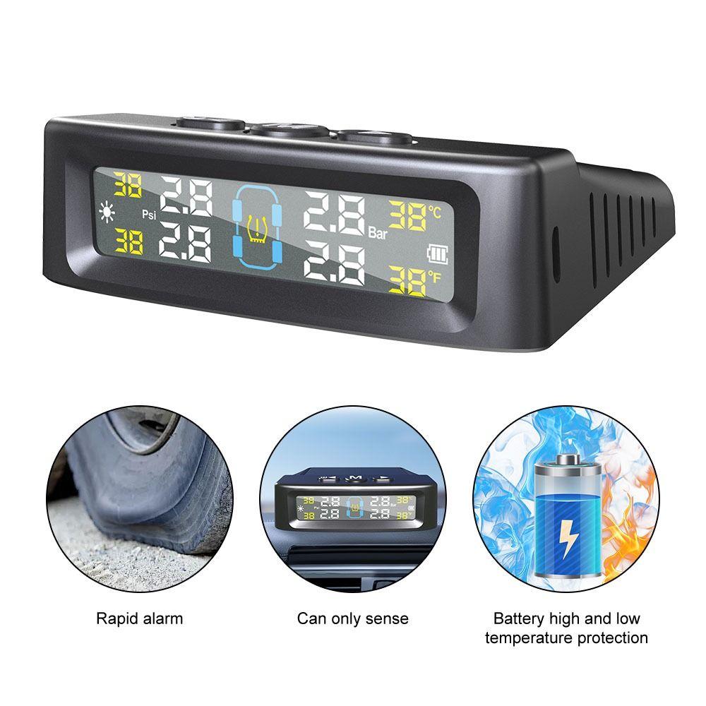 Wireless Tire Pressure Monitoring System Temperature Warning Fuel Save  Truck Monitoring