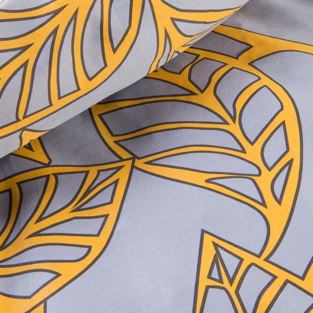 Cotton bedding 180x200 satin COTTON gray with sunny yellow leaves