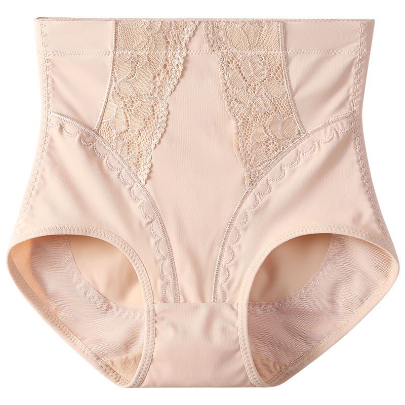 Women's Tummy Control Ice Silk Seamless Underwear Summer Thin Abdomen-Flattening Plus-Size High-Waisted Butt Lifting Butt-Covering Briefs