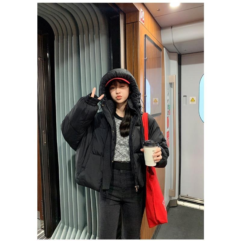 Модная женская хлопковая куртка-пуховик с капюшоном и длинным рукавом, повседневная зимняя свободная толстая пуховая куртка, женская элегантная куртка на молнии с завязками 25443