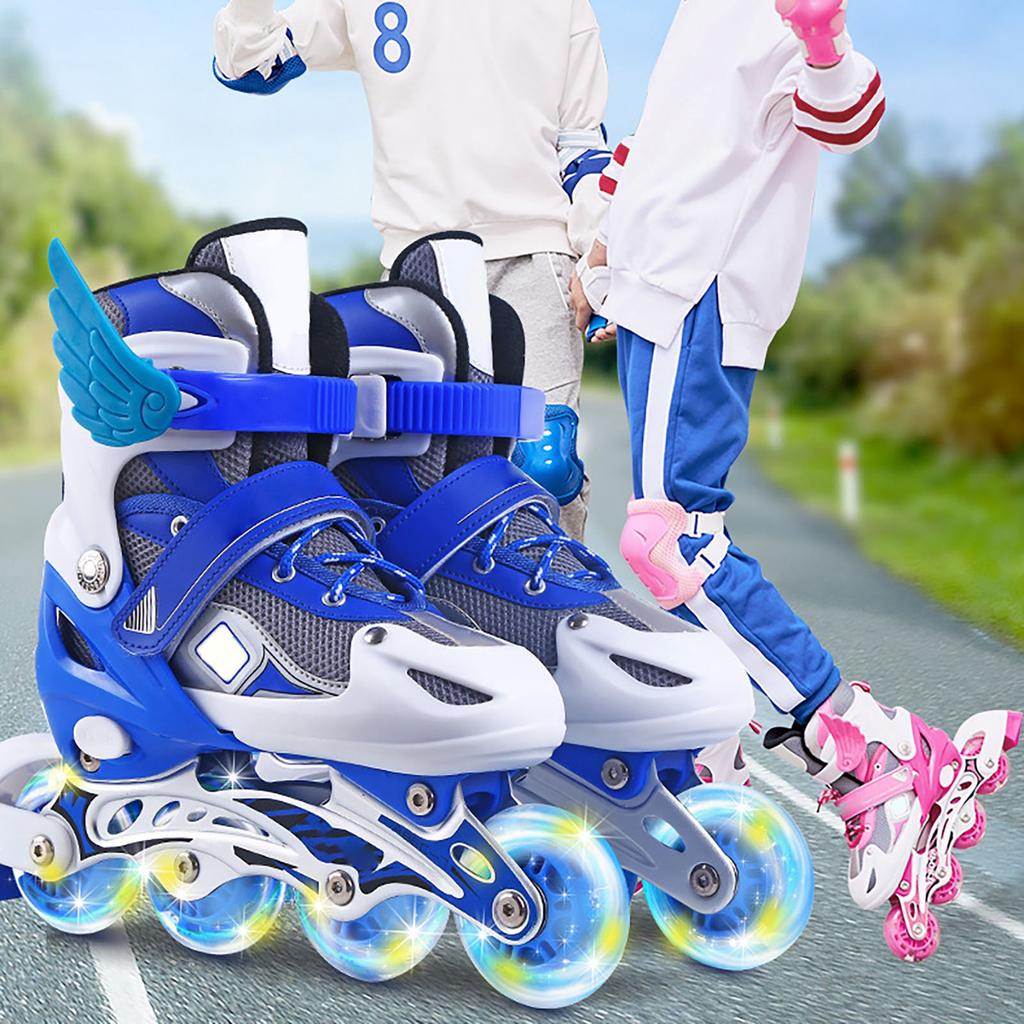 Детские роликовые коньки, регулируемые по размеру, веселые, светящиеся, ударопрочные, со светящимися колесами, встроенные роликовые коньки