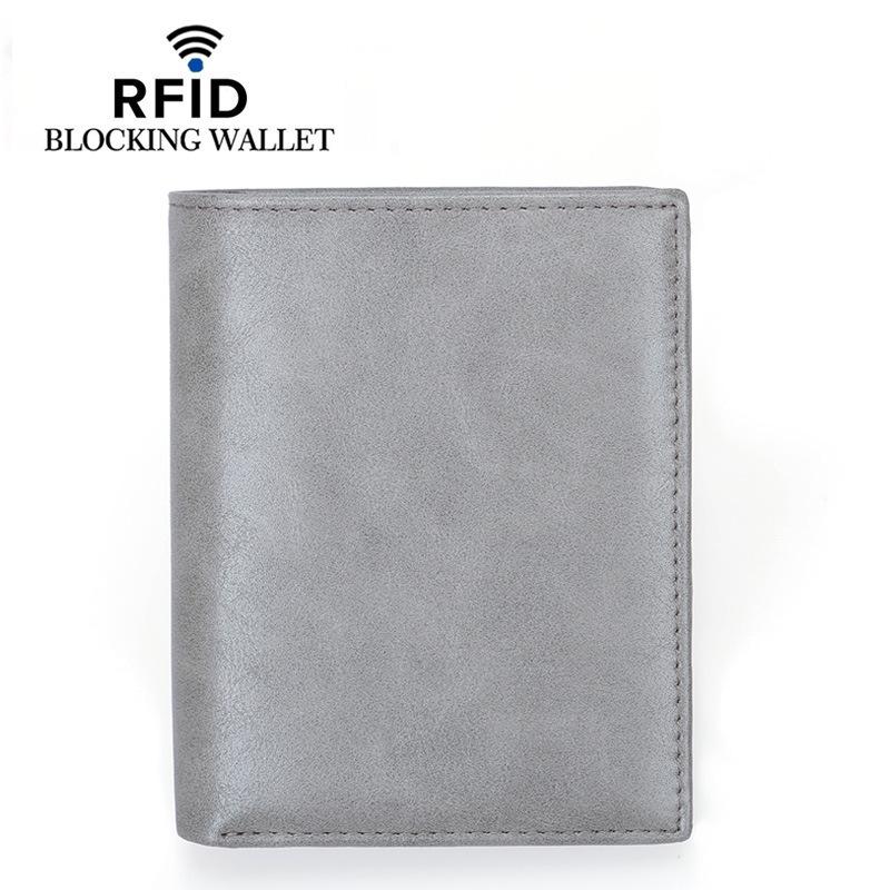 Мужской кошелек из натуральной кожи с RFID-меткой, отделениями для карт и карманом для монет