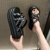 Fashion 7cm Synthetic Rhinestone Bling Breathable Summer Chunky Slippers High Brand Platform Wedge Outdoors Casual Shoes Women's Sandals