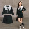 Autumn 2025 Girls' Plaid Pleated Skirt Set - Academy Style JK Uniform for Kids
